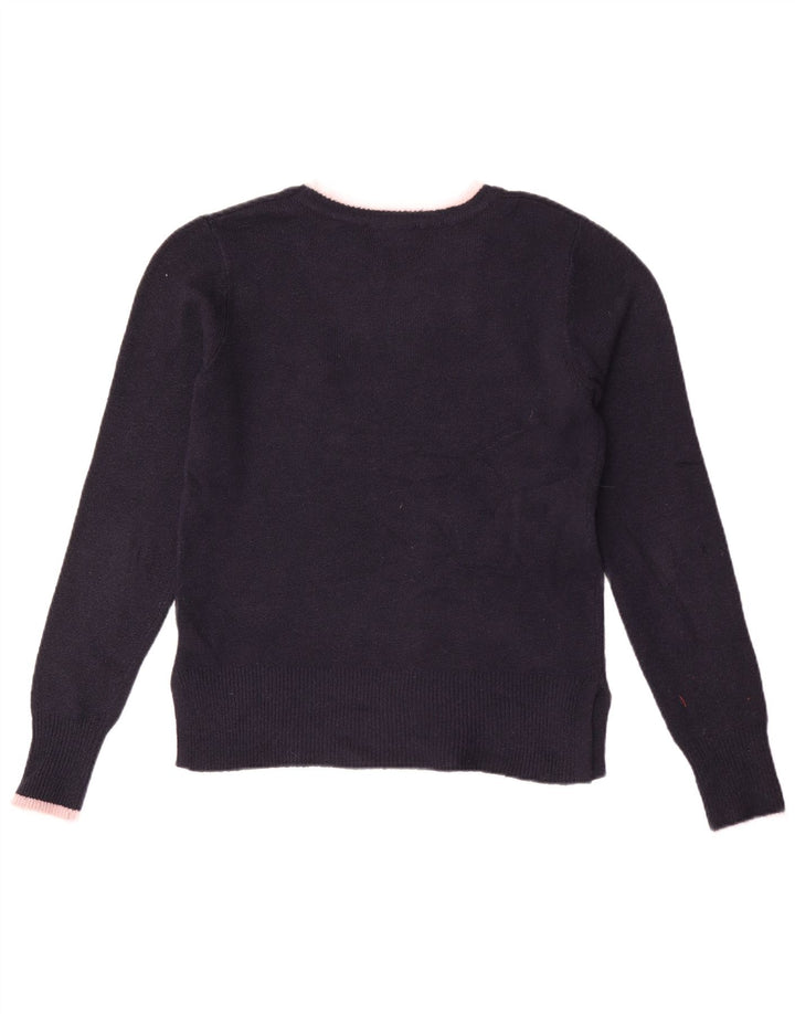 Oasis Dame Grafisk Boat Neck Jumper Sweater UK 12 Medium Navy Blue