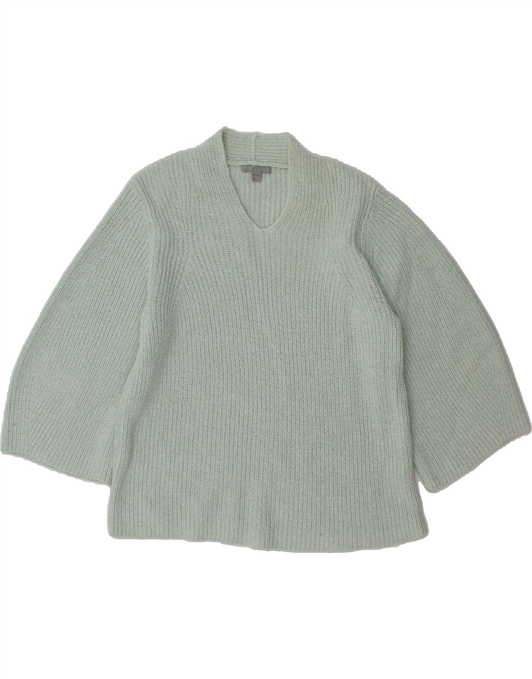 COS Womens Oversized 3/4 Sleeve V-Neck Jumper Sweater UK 10 Small Blue Vintage Cos and Second-Hand Cos from Messina Hembry 