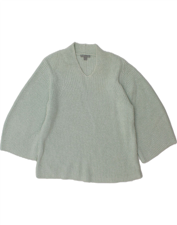 COS Womens Oversized 3/4 Sleeve V-Neck Jumper Sweater UK 10 Small Blue Vintage Cos and Second-Hand Cos from Messina Hembry 