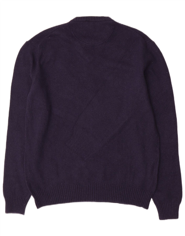 Trussardi Jeans Herre V-hals sweater Stor marineblå uld