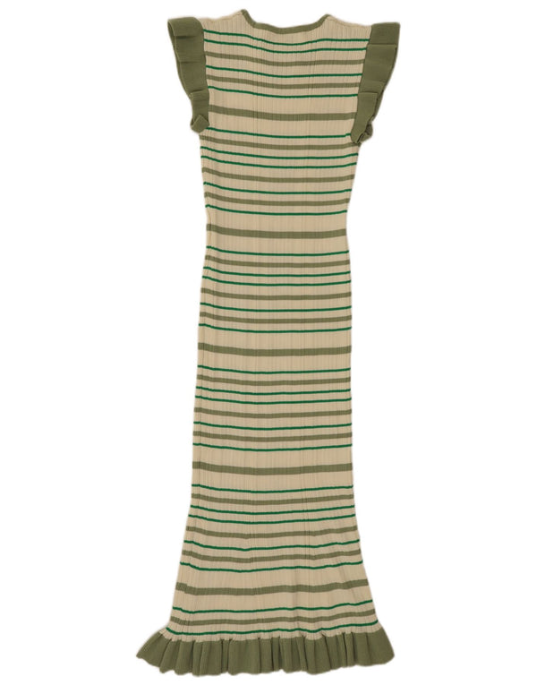 Oasis Womens T-Shirt Dress UK 12 Medium Green Striped Viscose