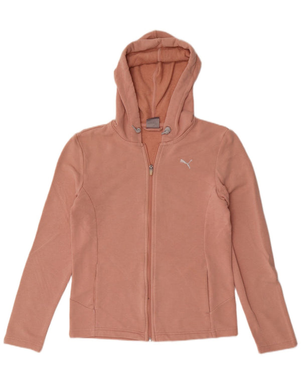 Puma Womens Zip Hoodie Sweater UK 12 Medium  Pink Cotton