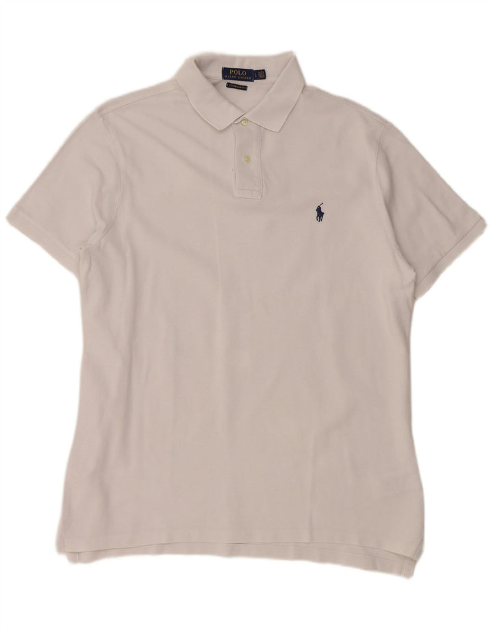 POLO RALPH LAUREN Herre Custom Slim Fit Polo Shirt Stor hvid bomuld