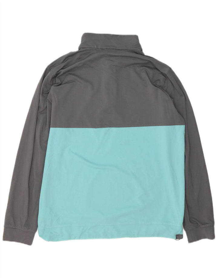 Puma Herre Zip Neck Pullover Træningsdragt Top Stor Grå Colourblock Polyester