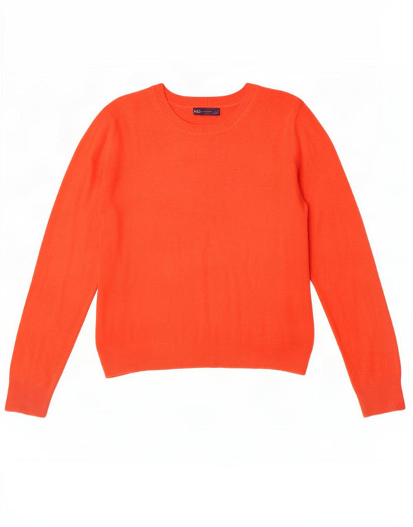 Marks & Spencer Dame Boat Neck Jumper Sweater UK 12 Medium Orange Akryl