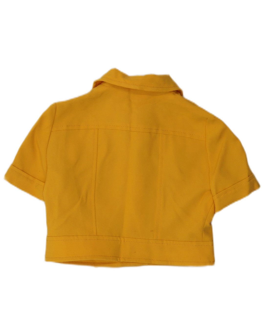 VINTAGE kortærmet 4-knaps blazerjakke til kvinder UK 14 Medium Gul