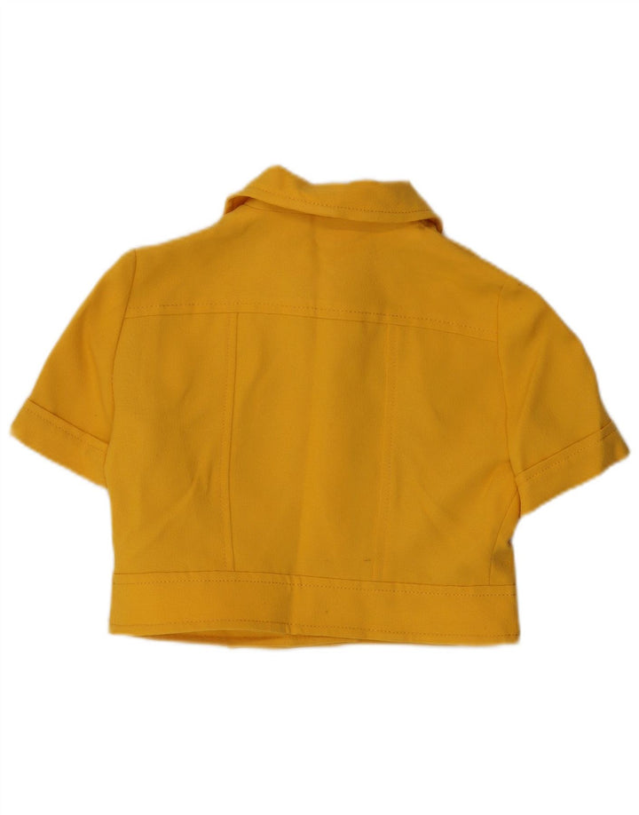 VINTAGE kortærmet 4-knaps blazerjakke til kvinder UK 14 Medium Gul