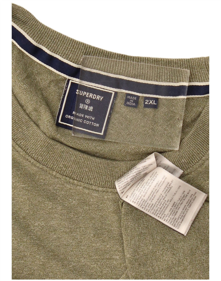 Superdry T-shirt top til mænd 2XL Khaki Flecked Bomuld