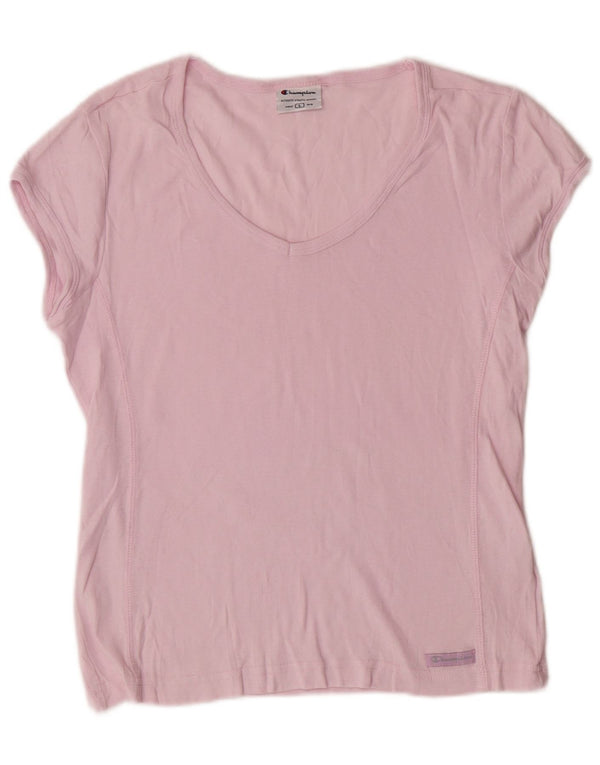CHAMPION Dame T-Shirt Top UK 14 Stor Pink Bomuld