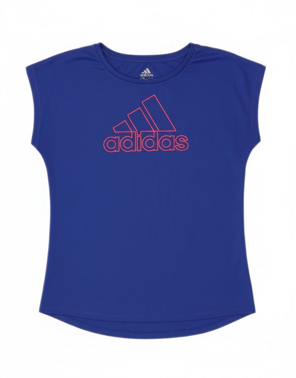 Adidas piger grafisk t-shirt top 12-13 år stor blå polyester