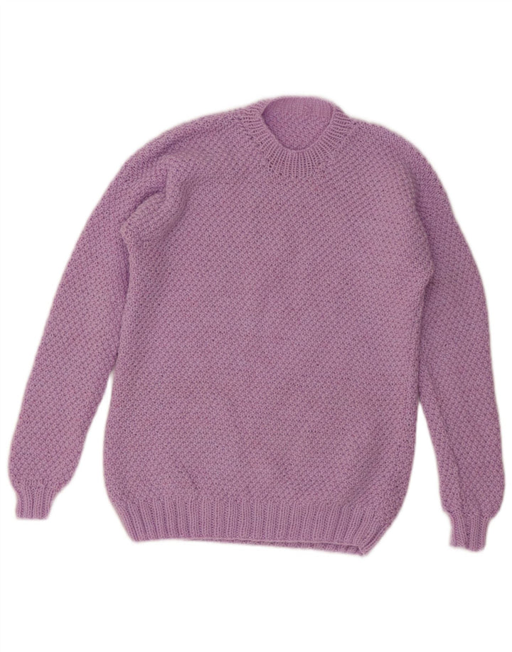 VINTAGE Dame sweater med rund hals DK 12 Medium Lilla