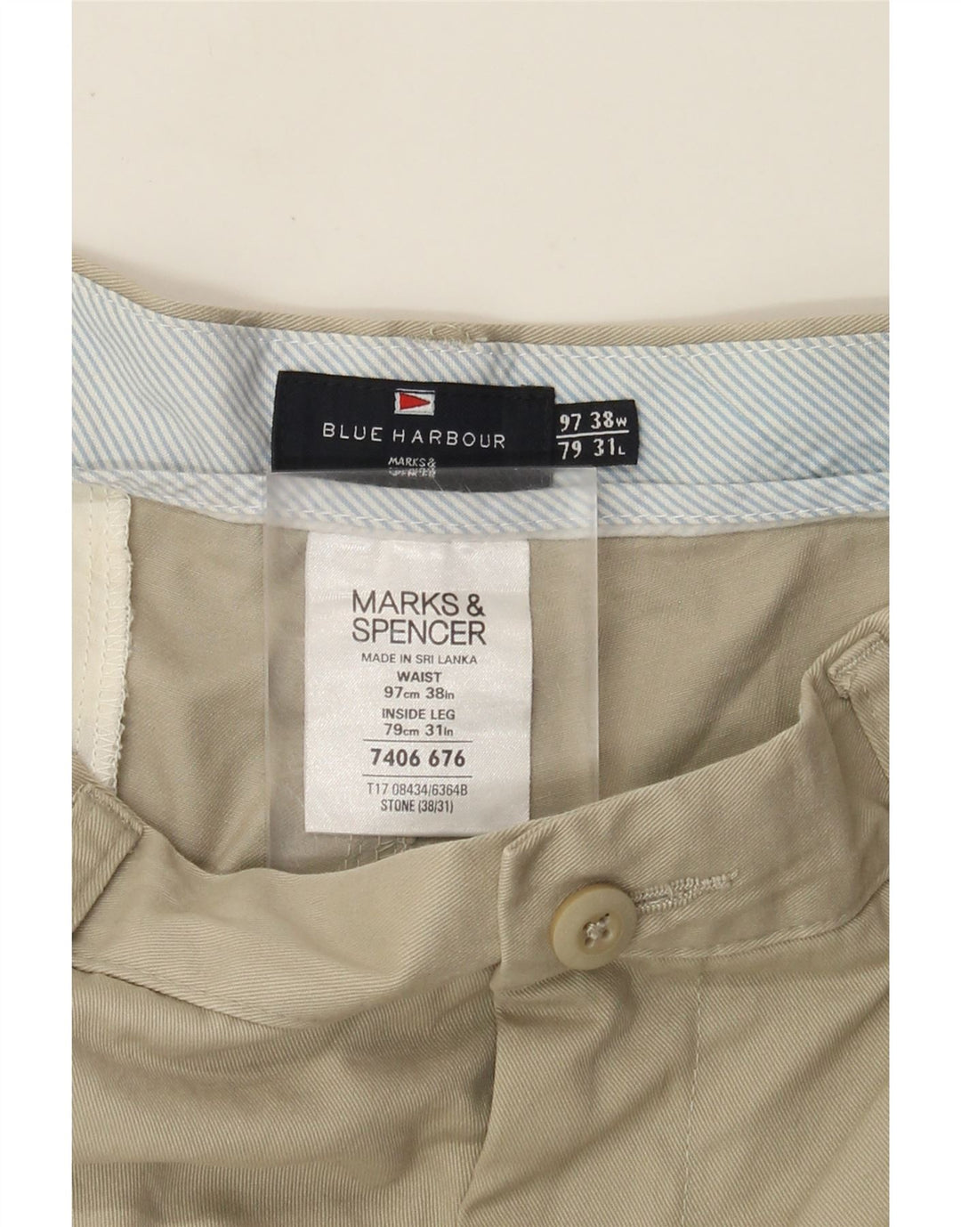 Marks & Spencer Herre Blue Harbor Lige Chinobukser W38 L31 Beige