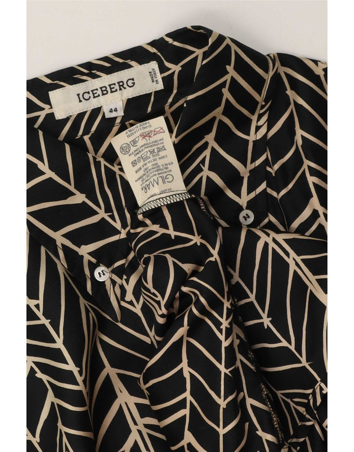 Iceberg Dame Skjorte Bluse IT 44 Medium Sort Geometrisk Silke
