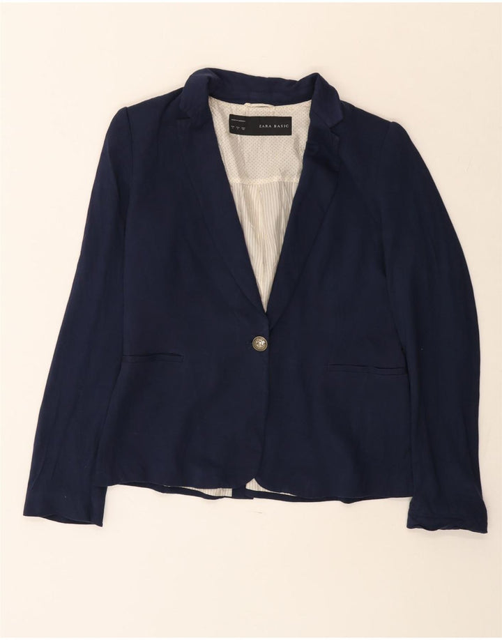 Zara Dame 1 Knap Blazer Jacket UK 14 Large Navy Blue