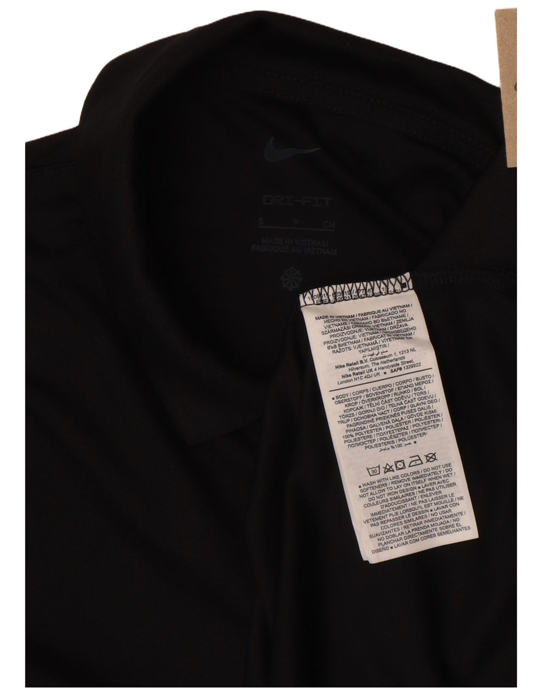 Nike Dri Fit langærmet poloshirt til kvinder, lille sort polyester