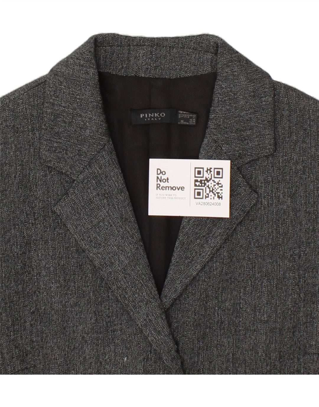 PINKO Womens 1 Button Blazer Jacket UK 12 Medium Grey Viscose Vintage Pinko and Second-Hand Pinko from Messina Hembry 