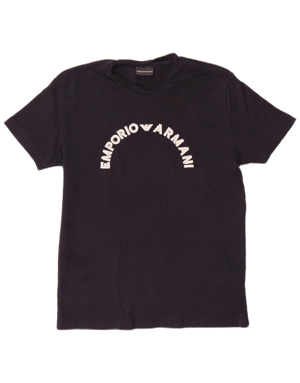 Emporio Armani Herre grafisk T-shirt Top Medium Sort Bomuld