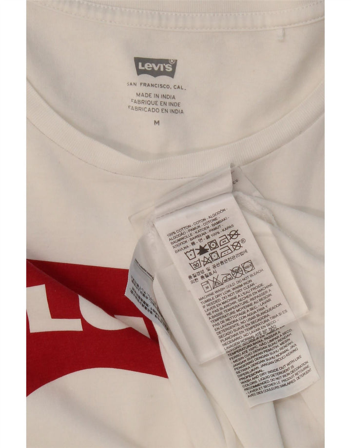 LEVI'S Grafisk T-shirt top til kvinder UK 12 Medium hvid bomuld