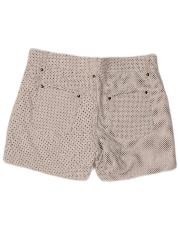 Vintage afslappede lædershorts til kvinder W33 Medium hvid plettet læder