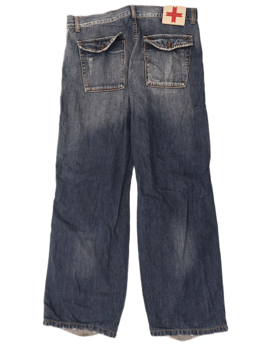 Zu Elements Herre Cargo Loose Jeans W33 L31 Marineblå Colourblock Bomuld