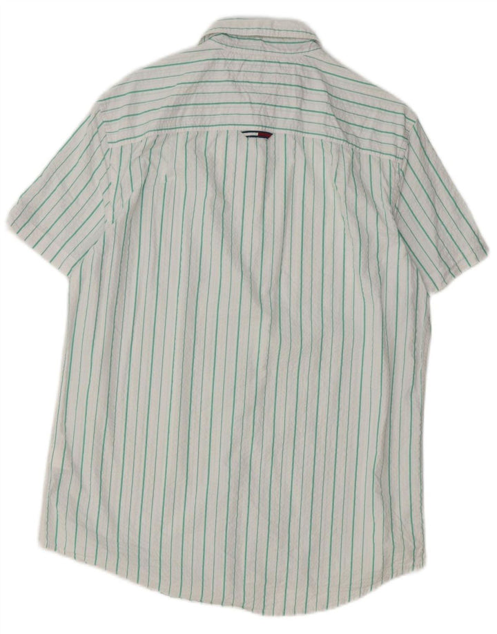 TOMMY HILFIGER Herre Regular Fit Kortærmet Skjorte Stor hvid stribet