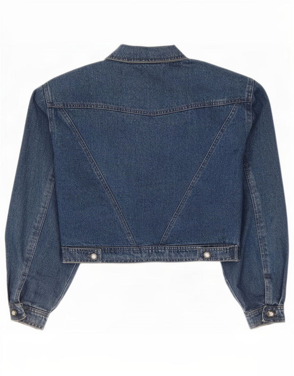 Bianca Maria Caselli Dame Crop Denimjakke UK 16 Stor Blå Bomuld