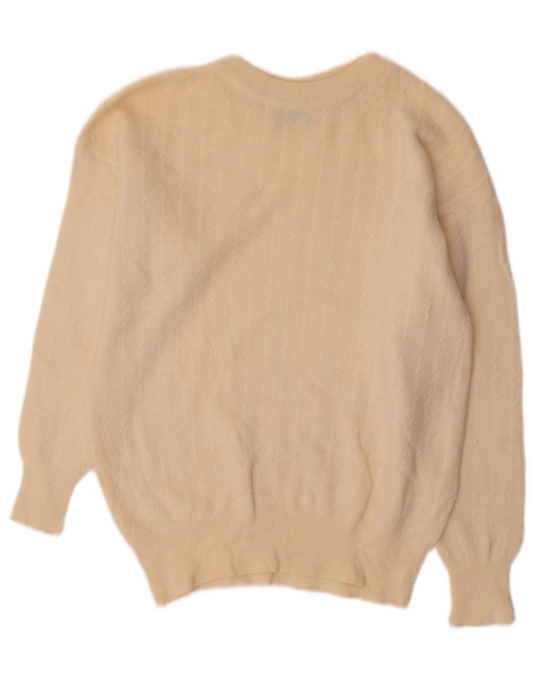 BENETTON Dame Crop Crew Neck sweater UK 12 Medium Off White