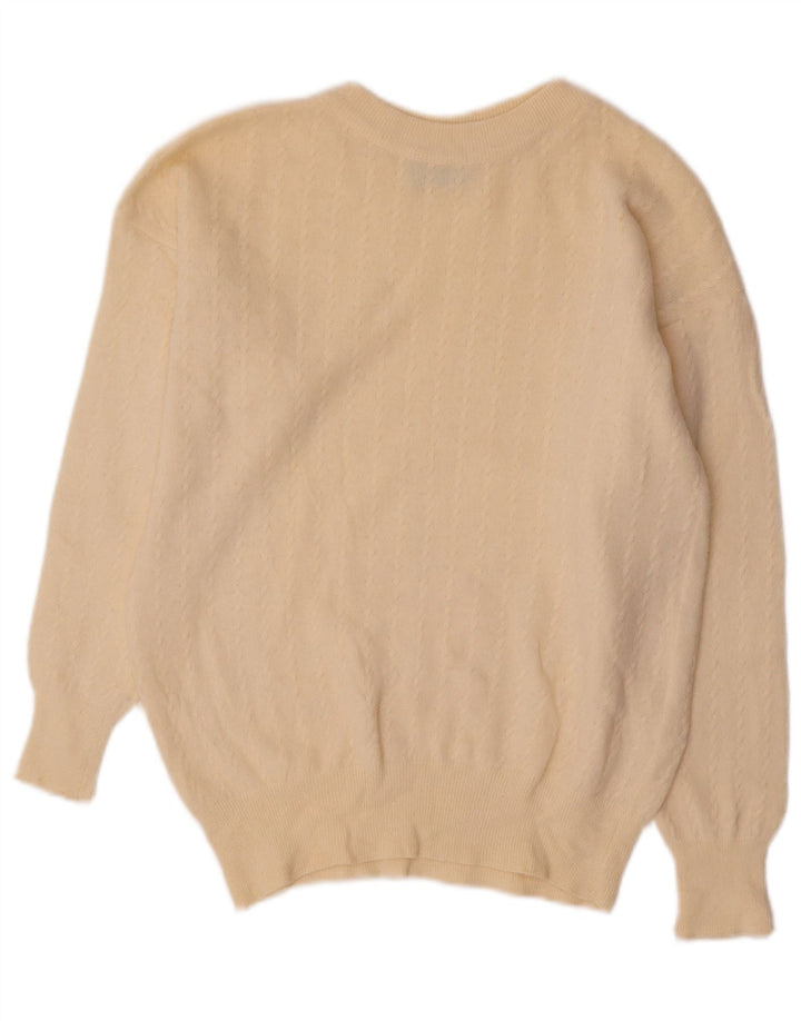 BENETTON Dame Crop Crew Neck sweater UK 12 Medium Off White