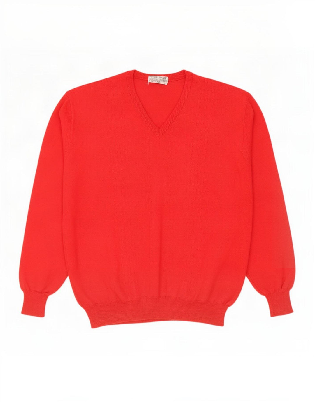 Vintage Herre V-hals trøje Sweater Large Red Virgin Wool