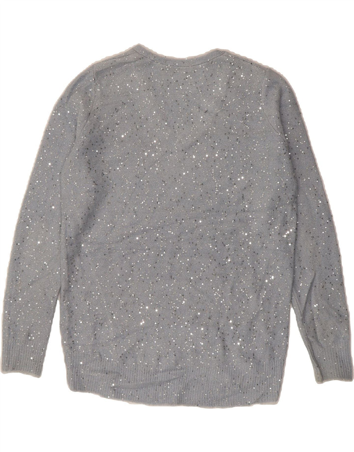 OASIS Womens Longline Oversized V-Neck Jumper Sweater UK 10 Small Grey Vintage Oasis and Second-Hand Oasis from Messina Hembry 