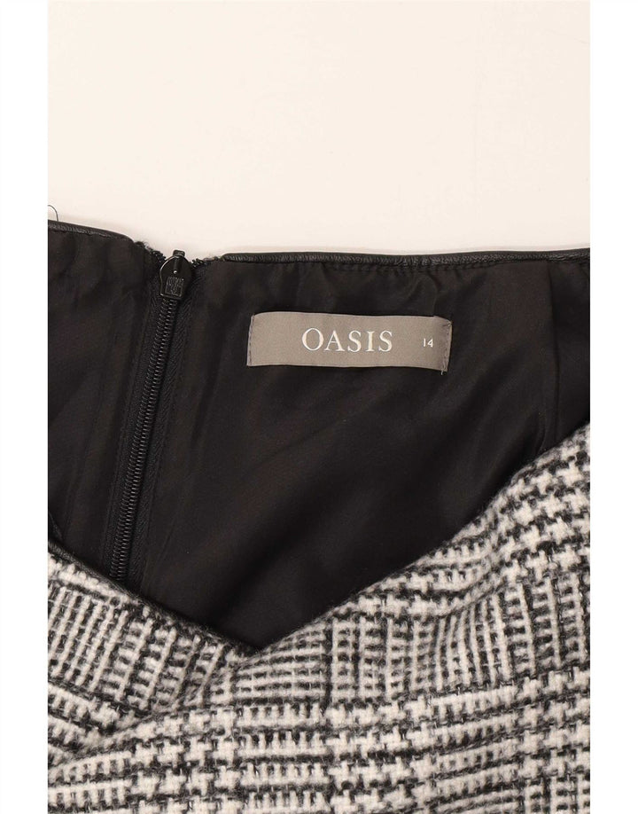 Oasis Dame Mini-nederdel UK 14 Large W32 Grey Houndstooth