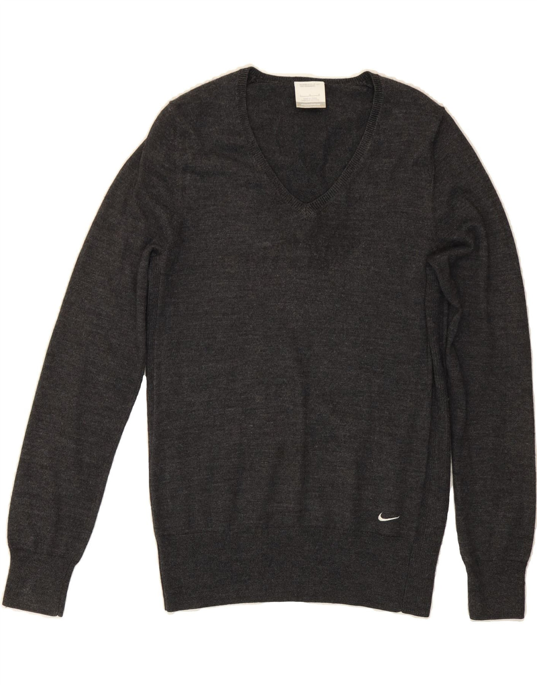 NIKE Womens V-Neck Jumper Sweater Large Grey Vintage Nike and Second-Hand Nike from Messina Hembry 