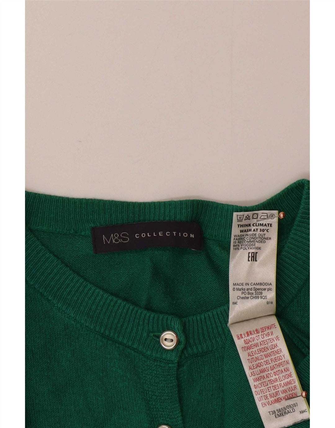 Marks & Spencer Kvinders Cardigan Sweater UK 12 Medium Grøn Viscose