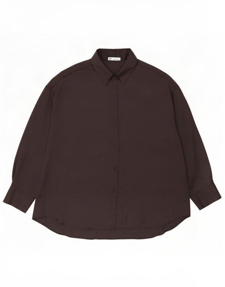 Zara Dame Oversized Shirt UK 16 Large Black Polyester