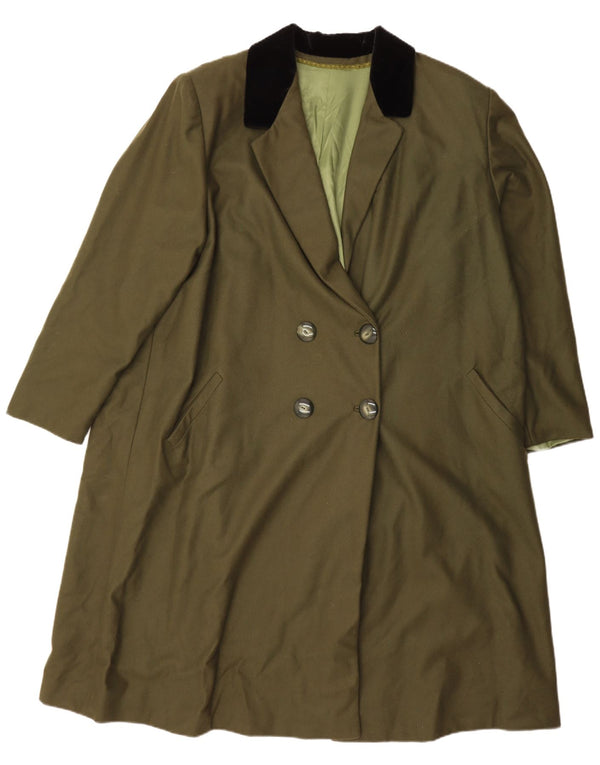 Vintage Dame Dobbeltradet Trench Coat UK 22 3XL Khaki Colourblock