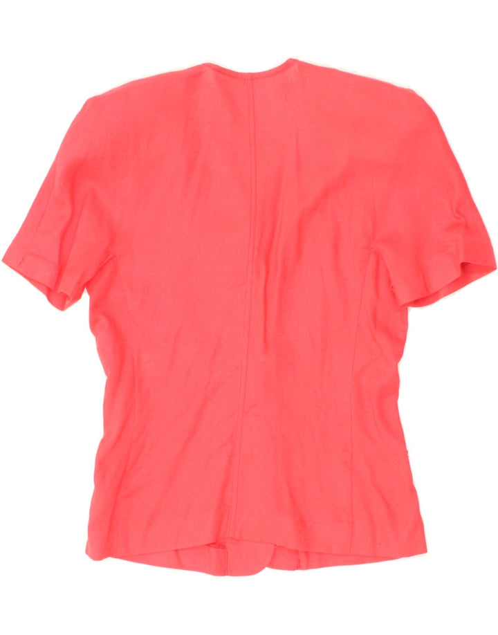 VINTAGE Womens Short Sleeve Shirt Blouse IT 42 Medium Red Linen Vintage Vintage and Second-Hand Vintage from Messina Hembry 
