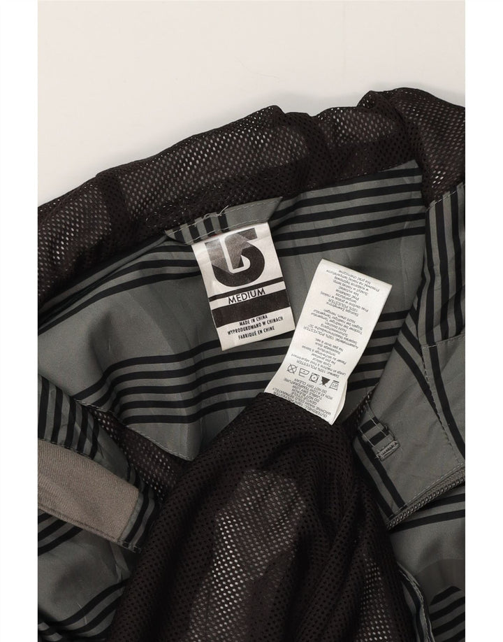 Burton Herre grafisk regnjakke med hætte UK 38 mellemgrå stribet polyester