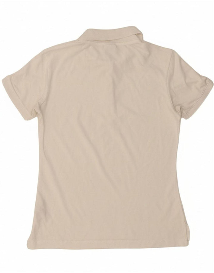 CHAMPION Womens Polo Shirt UK 12 Medium White Cotton