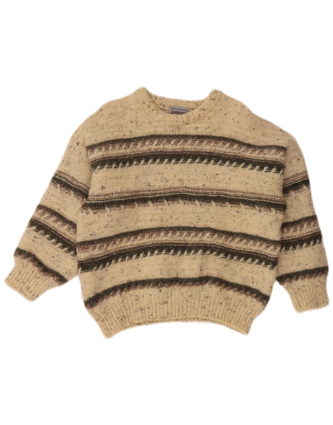 SERGIO TACCHINI Dame Jumper Sweater UK 16 Stor Beige Stribet