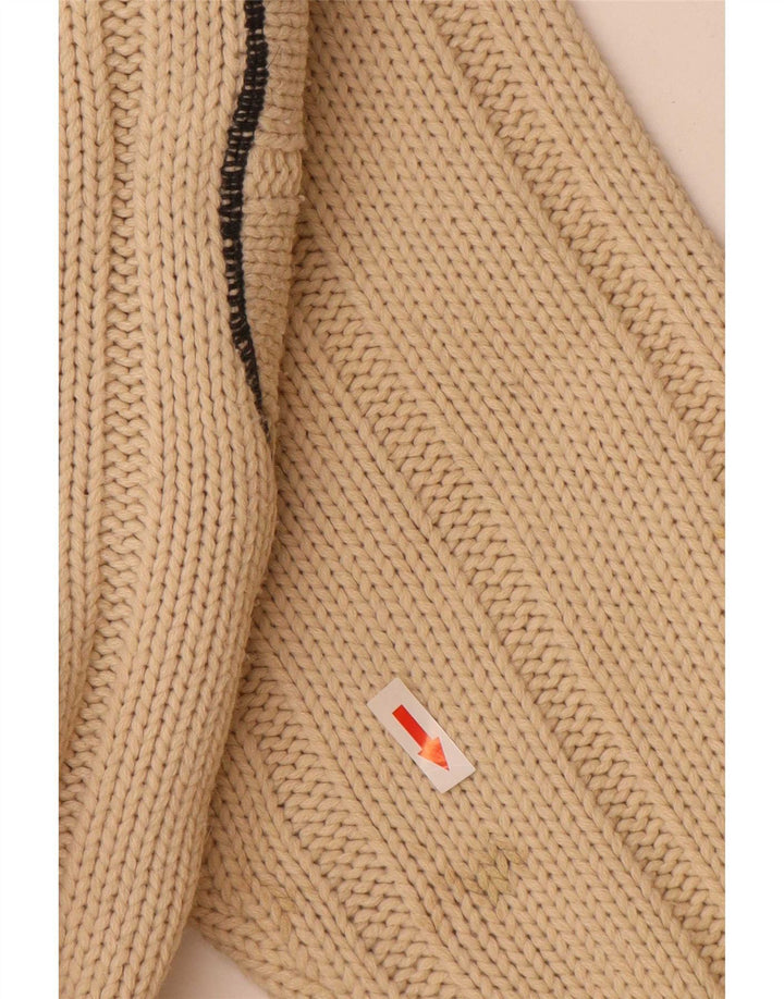 Vintage Herre Turtle Neck Jumper Sweater Medium Beige Stribet