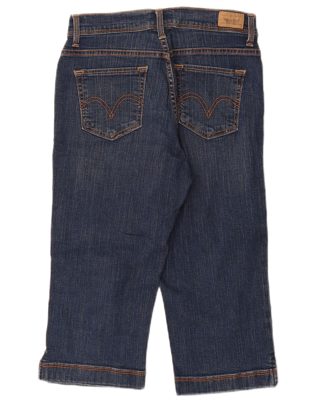 LEVI'S kvinders højtaljede capri jeans US 8 medium W26 L17 marineblå bomuld