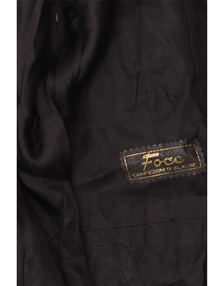 Vintage kvinders læder trenchcoat UK 10 Small Black