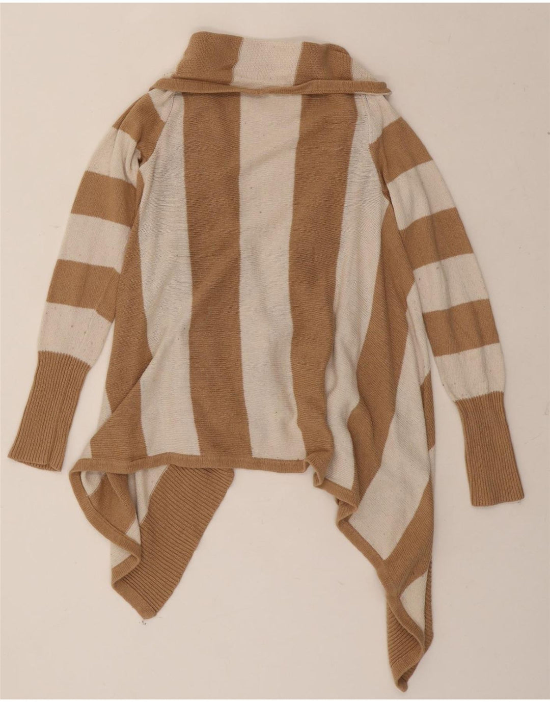 MOSSIMO Womens Asymmetric Open Cardigan Sweater UK 10 Small Brown Striped Vintage Mossimo and Second-Hand Mossimo from Messina Hembry 