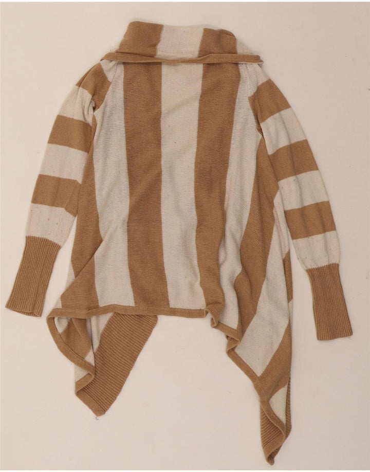 MOSSIMO Womens Asymmetric Open Cardigan Sweater UK 10 Small Brown Striped Vintage Mossimo and Second-Hand Mossimo from Messina Hembry 