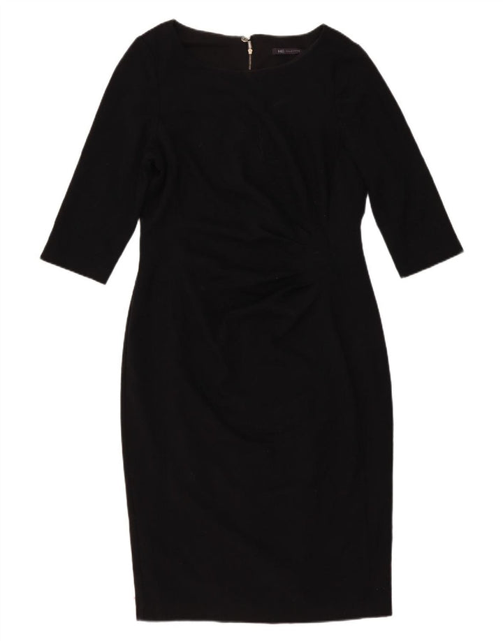 Marks & Spencer Kvinders 3/4-ærmede Skedekjole UK 16 Stor sort polyester