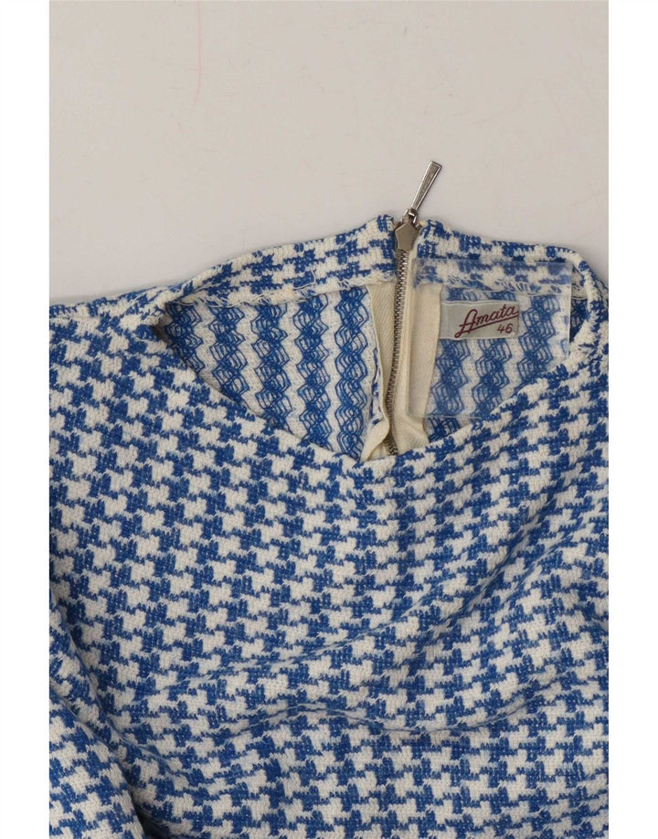 Vintage damebluse med 3/4 ærmer IT 46, stor blå tøfler