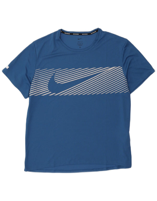Nike Herre Dri Fit Grafisk T-Shirt Top XL Blå Polyester