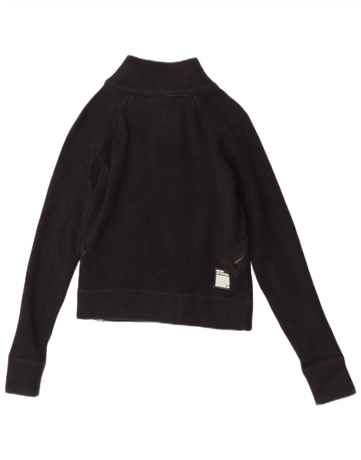 G-Star Womens Crop Bomber Jacket UK 12 Medium Black Bomuld