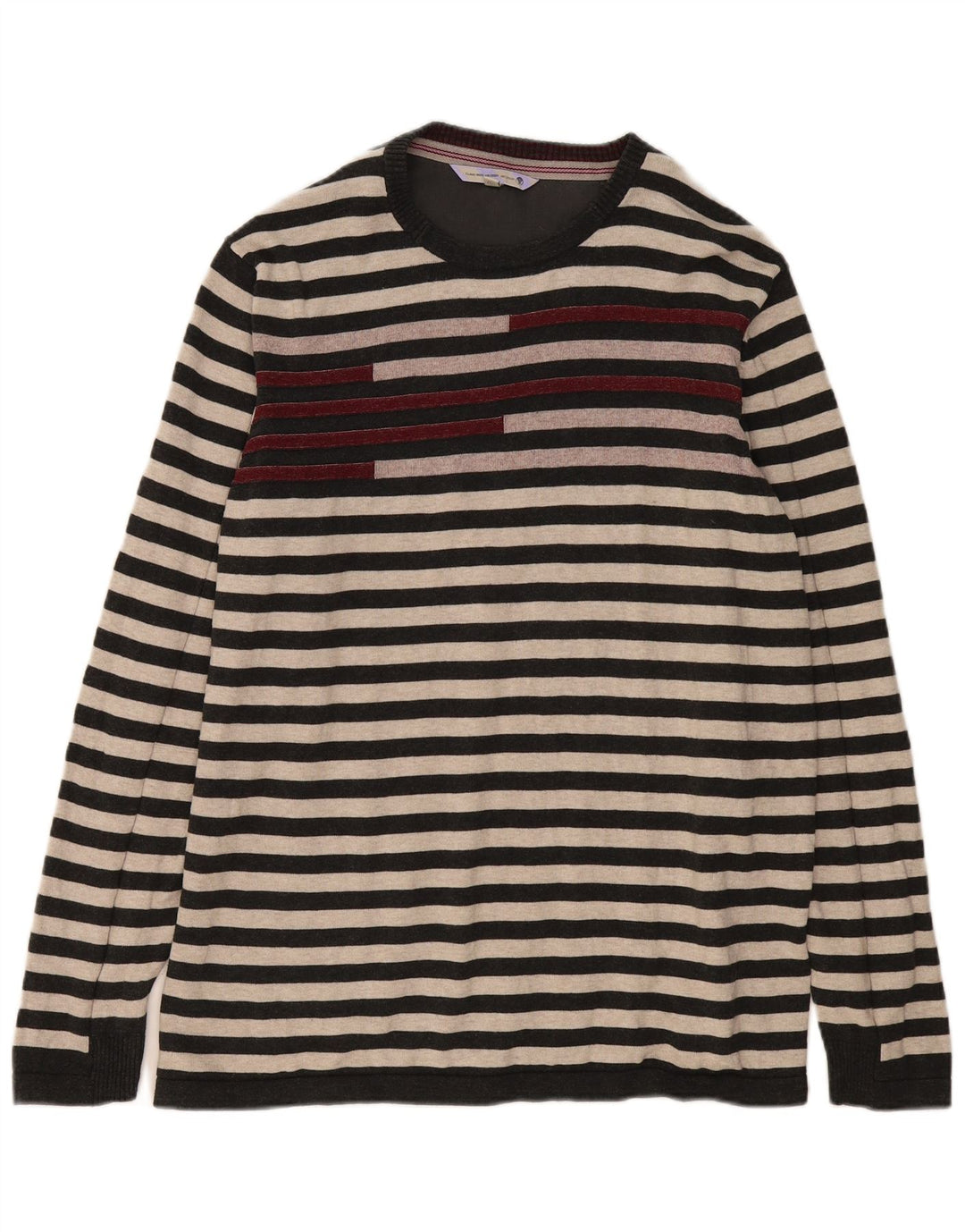 FAT FACE Herre sweater med rund hals XL Gråstribet bomuld