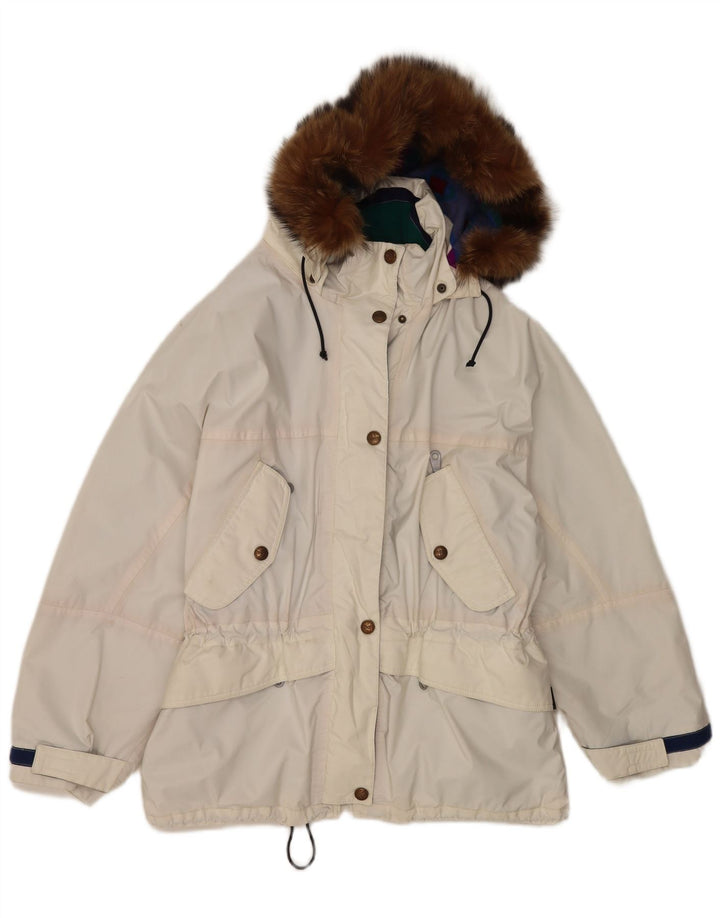 Ladakh Dame Hætte Oversized Windbreaker Jacket EU 46 XL Hvid Polyester